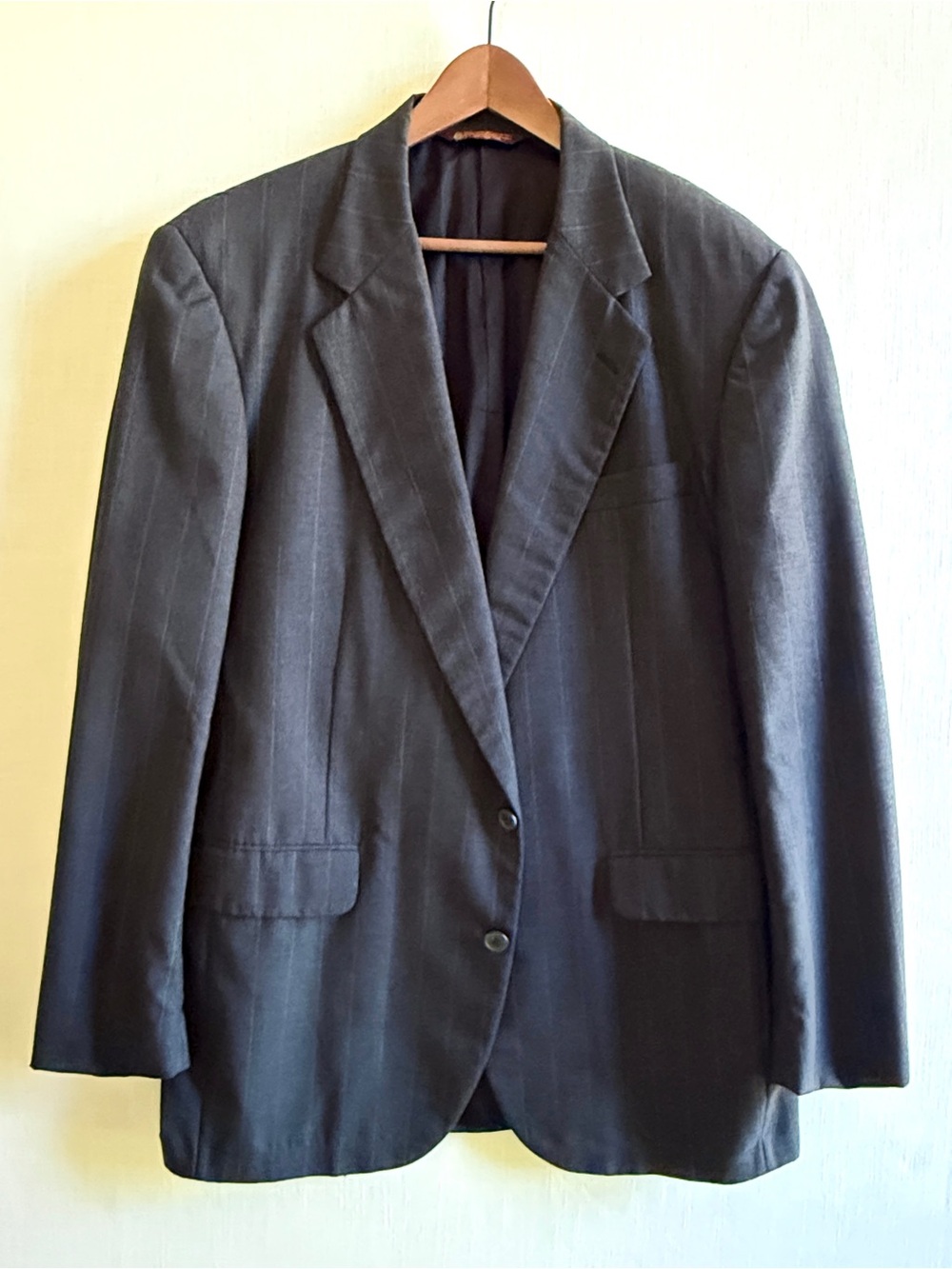 VTG Corbin 100% Pure Wool Pinstripe Blazer Jacket Mens Charcoal Blue Gray Sz 42